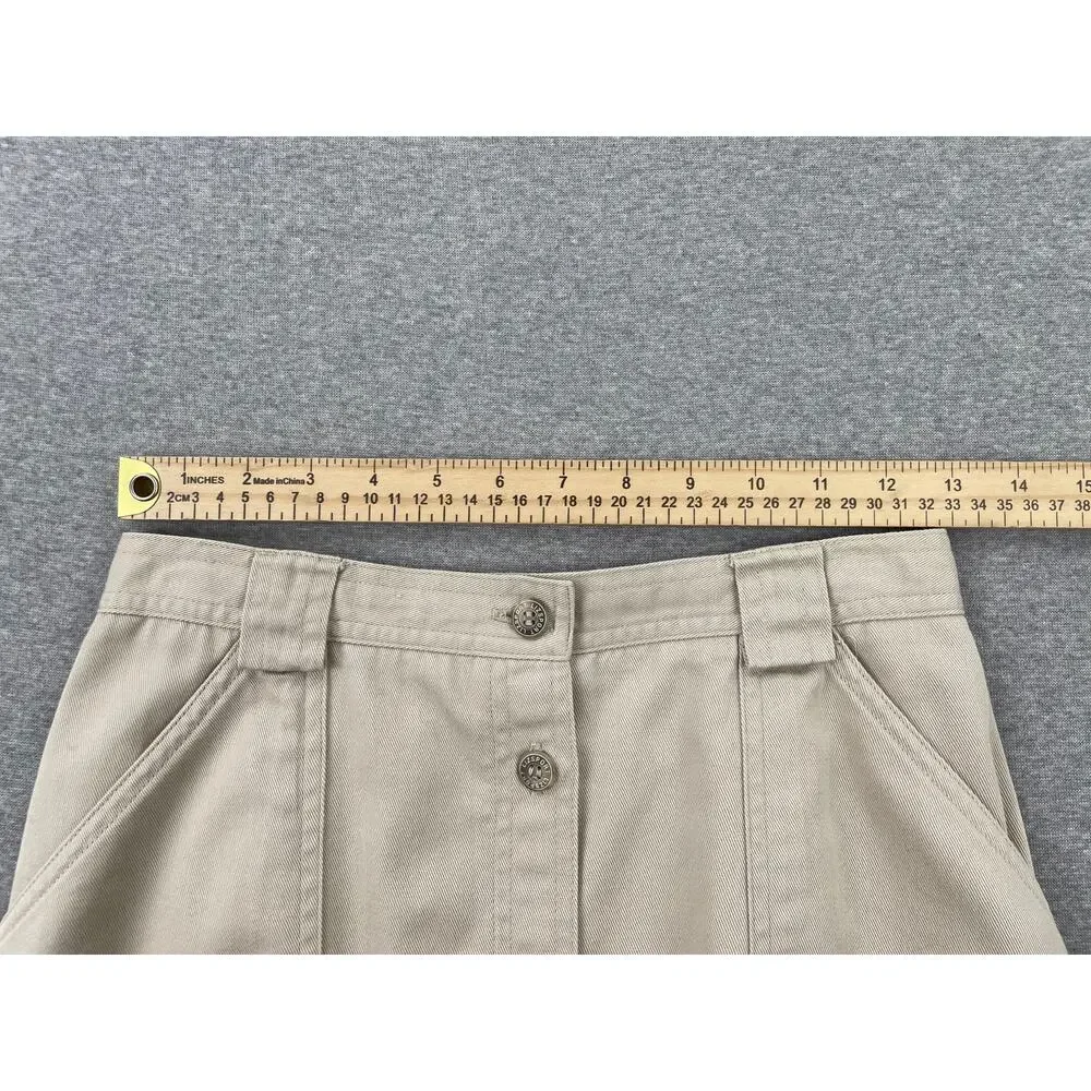 Vintage y2k Liz Claiborne Button-Up Midi Skirt 6P Khaki Tan 100% Cotton Preppy